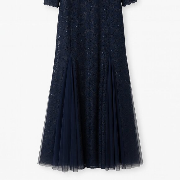 Alex Evenings Navy Lace & Sparkle V-Neck Maxi Dress- Size 22W - Picture 3 of 5